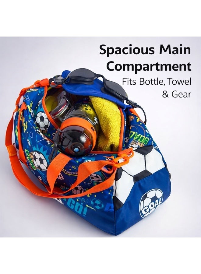 Glitters Kids Sports Duffle Bag with Football Design – Lightweight Gym & Travel Bag for Boys, Spacious Compartment with Zipper Pockets, Shoulder Strap & Carry Handles, Ideal for School, Sports & Weekend Trips - Image 4